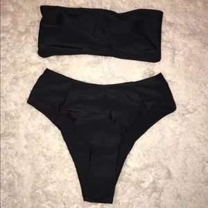 Black bandeau high cut bikini
